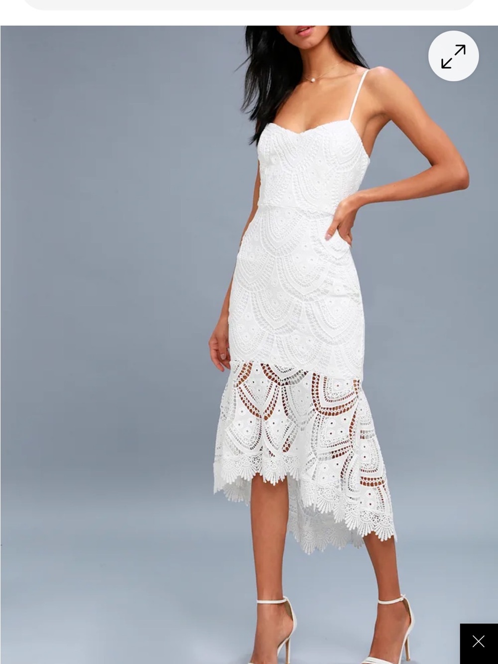 Lulu's bodycon Lace Midi Dress with Scalloped Hem